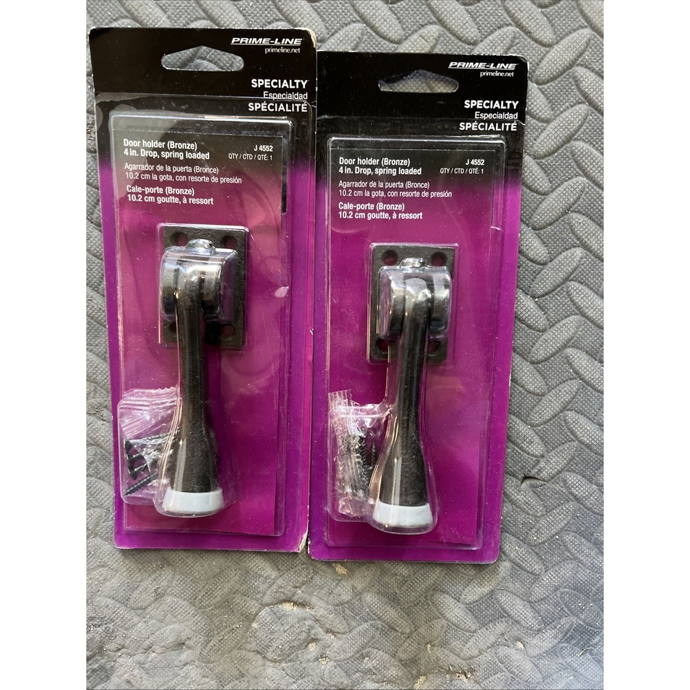 2x Prime Line Door Holder Bronze 4" Drop, Spring Loaded J4552